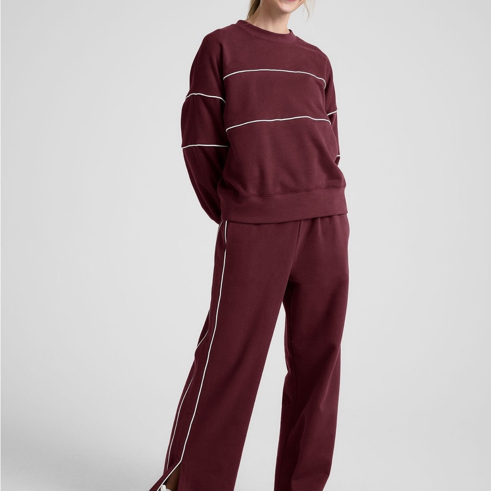Beyond Yoga Maroon Jumpsuit with White Stripes